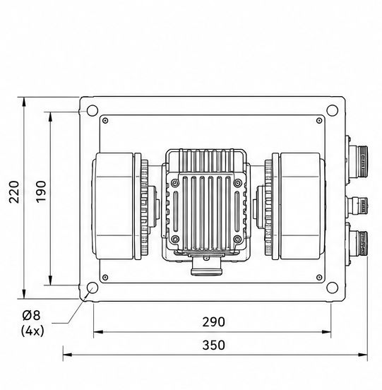 Gridbots Falcon stabilised optical platform drawing - top view