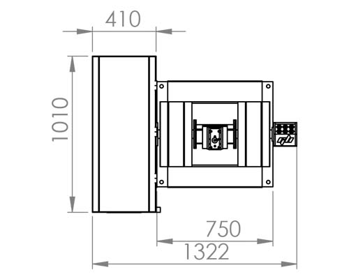 Gridbots KATANA RCWS technical drawing front view — anti drone weapon station