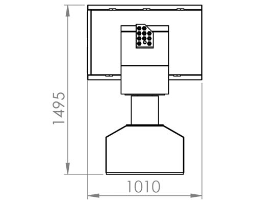 Gridbots KATANA RCWS technical drawing top view — autonomous weapon station