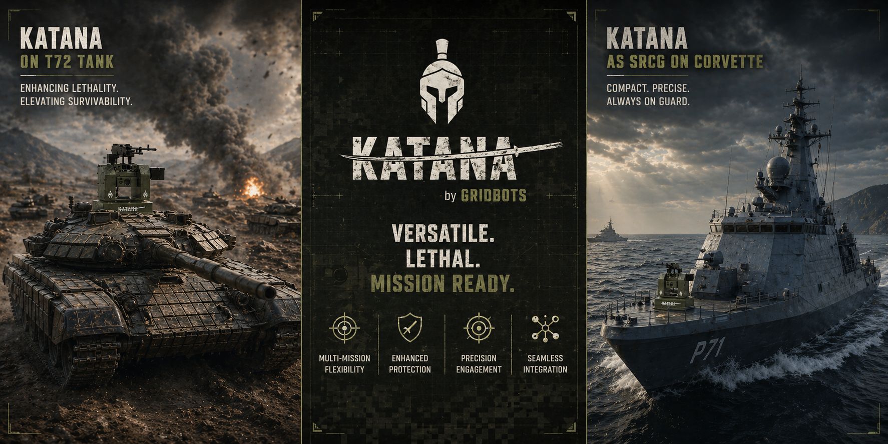 Gridbots KATANA RCWS and anti drone weapon station — AI-enabled remote control weapon station India for C-UAS hard-kill